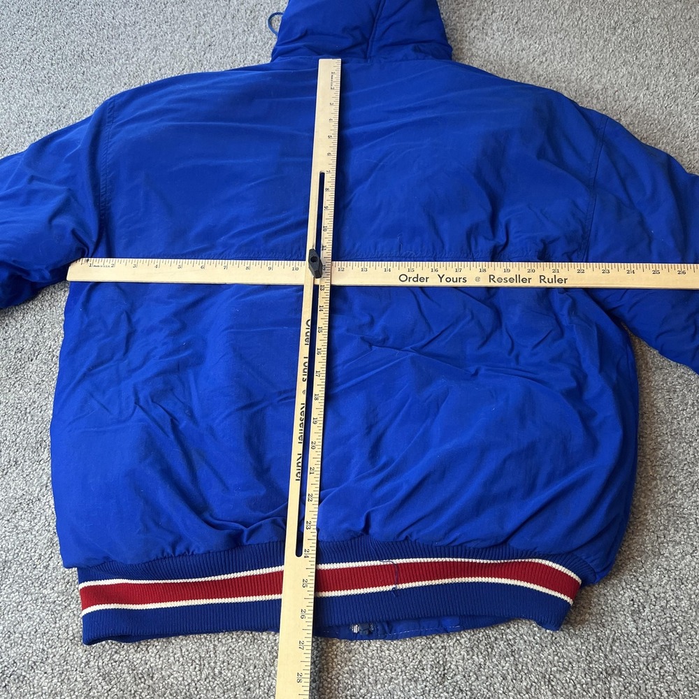 Vtg delong NFL Jacket Mens Large Blue NFL‎ Football Hooded Puffer Coat USA 80s - Picture 12 of 14